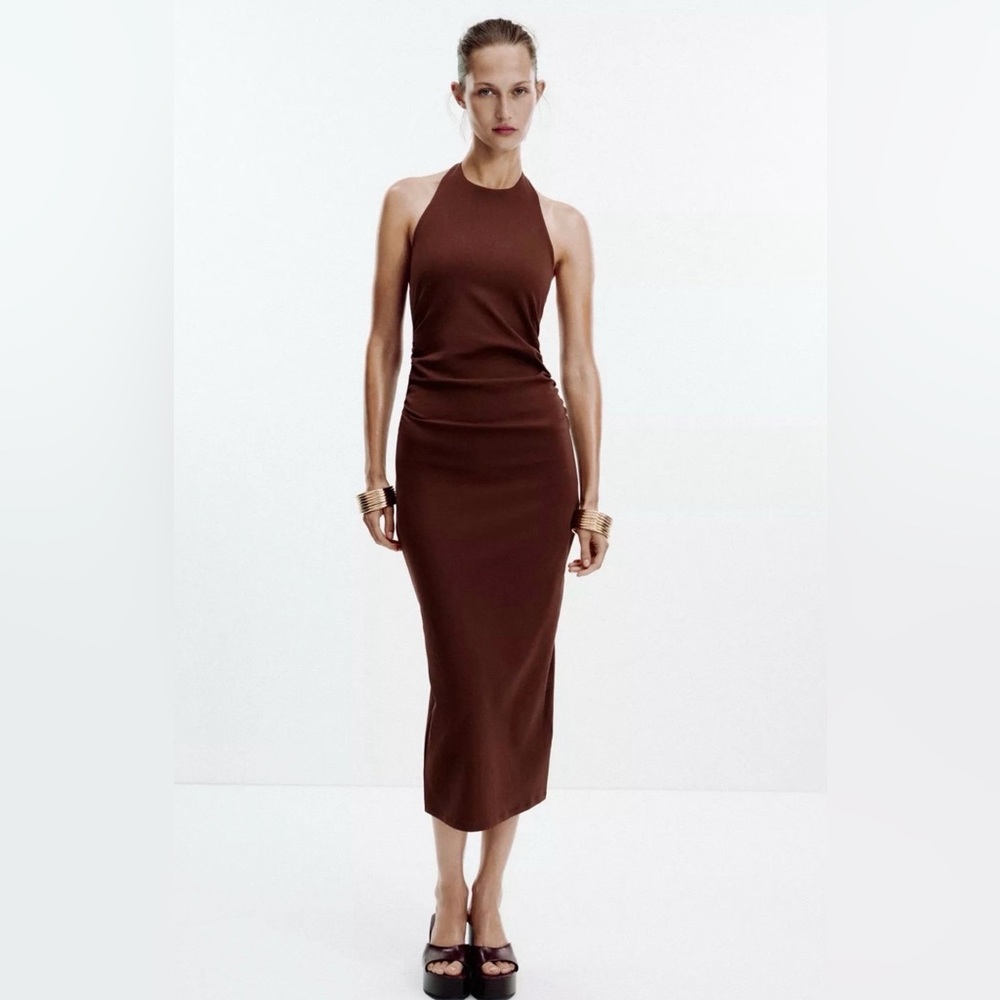 Zara draped halter neck dress